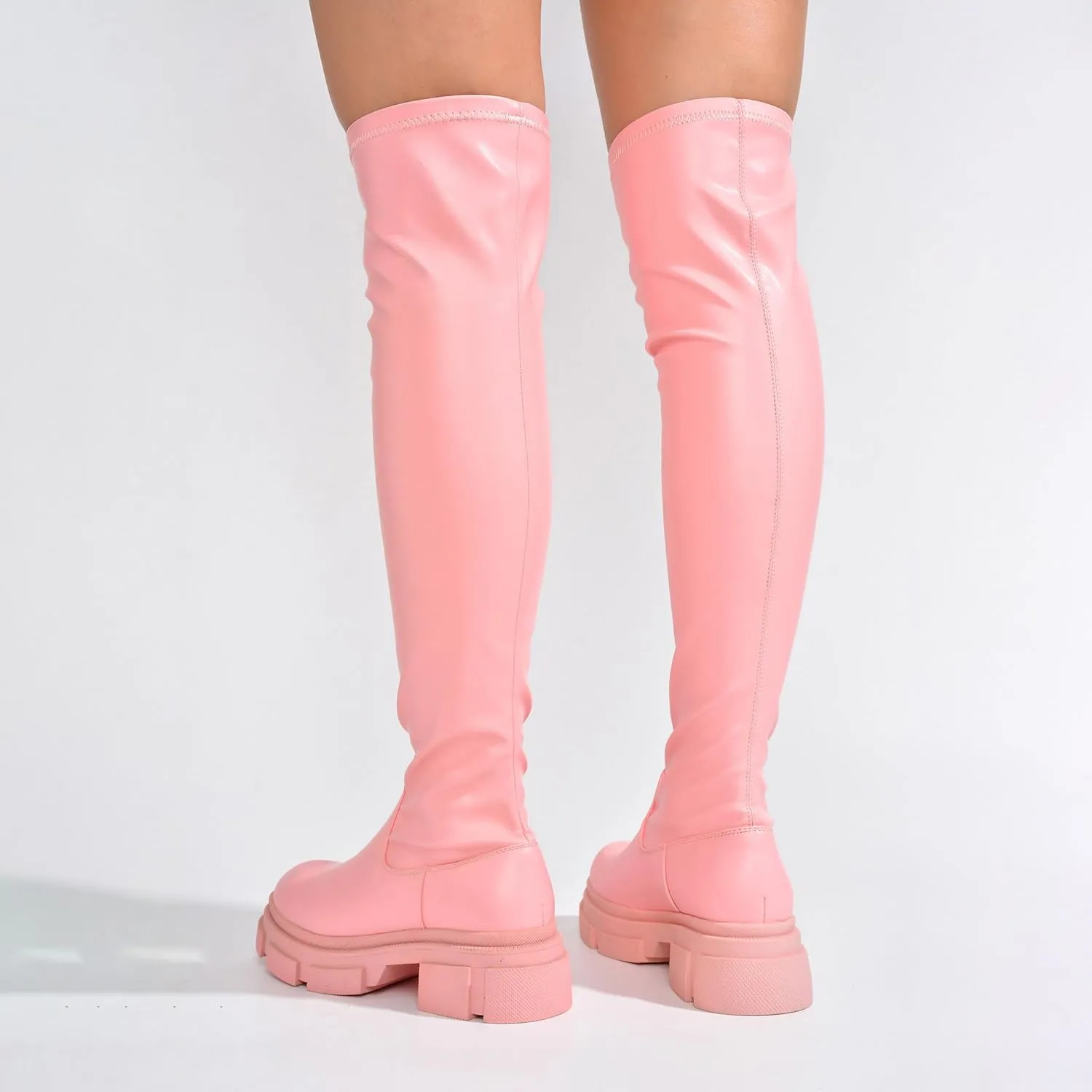 Campi Knee High Chunky Lug Round Toe Boots (Campi)