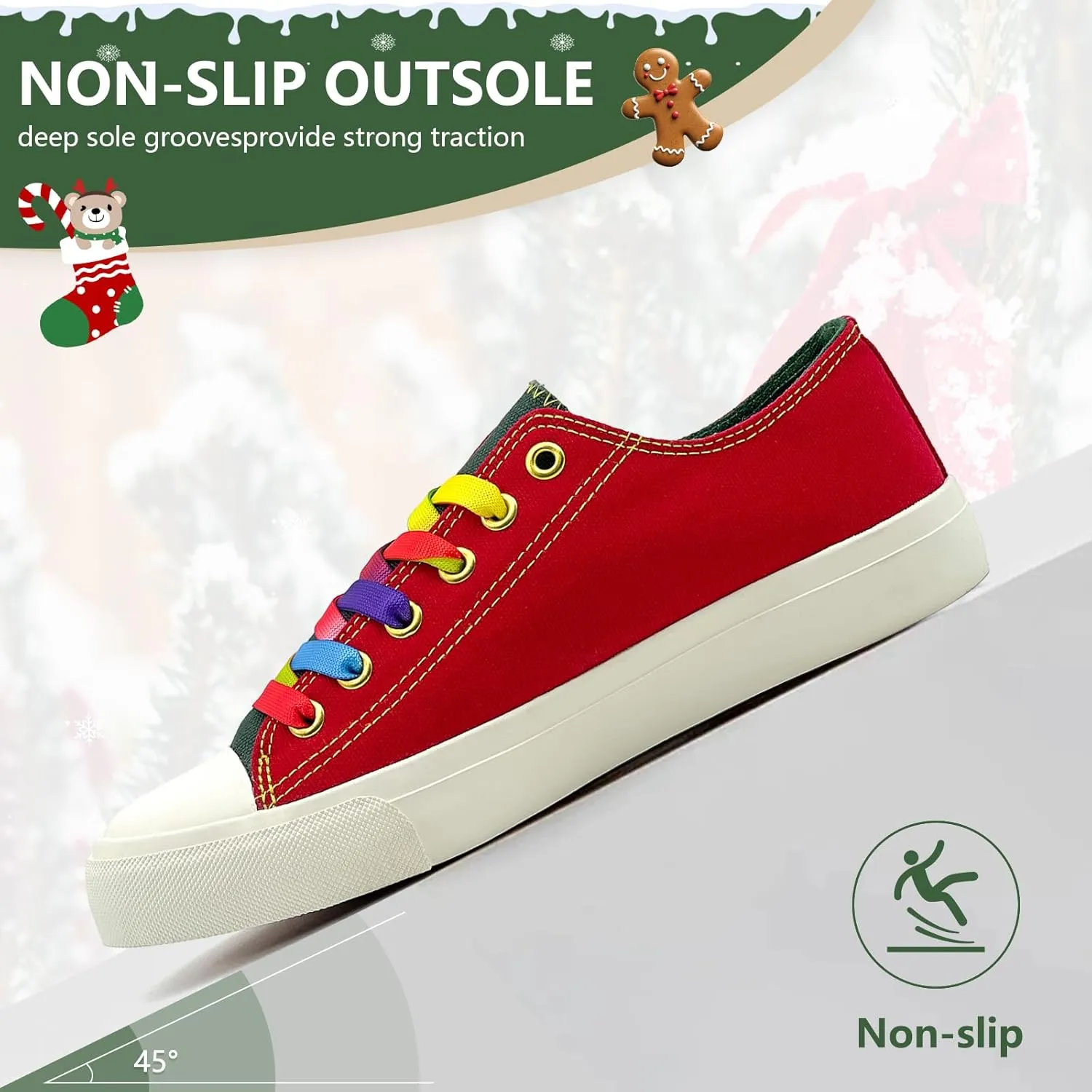 Canvas Shoes for Women Men Sneakers Fashion High Low Tops Christmas Shoes Classic Casual Tennis Running Walking Santa Shoes Unisex