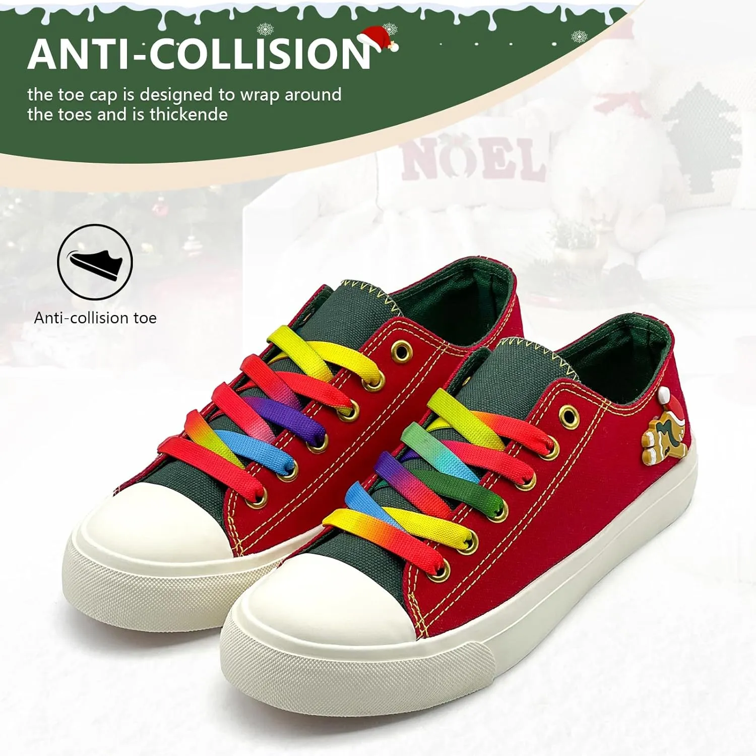 Canvas Shoes for Women Men Sneakers Fashion High Low Tops Christmas Shoes Classic Casual Tennis Running Walking Santa Shoes Unisex