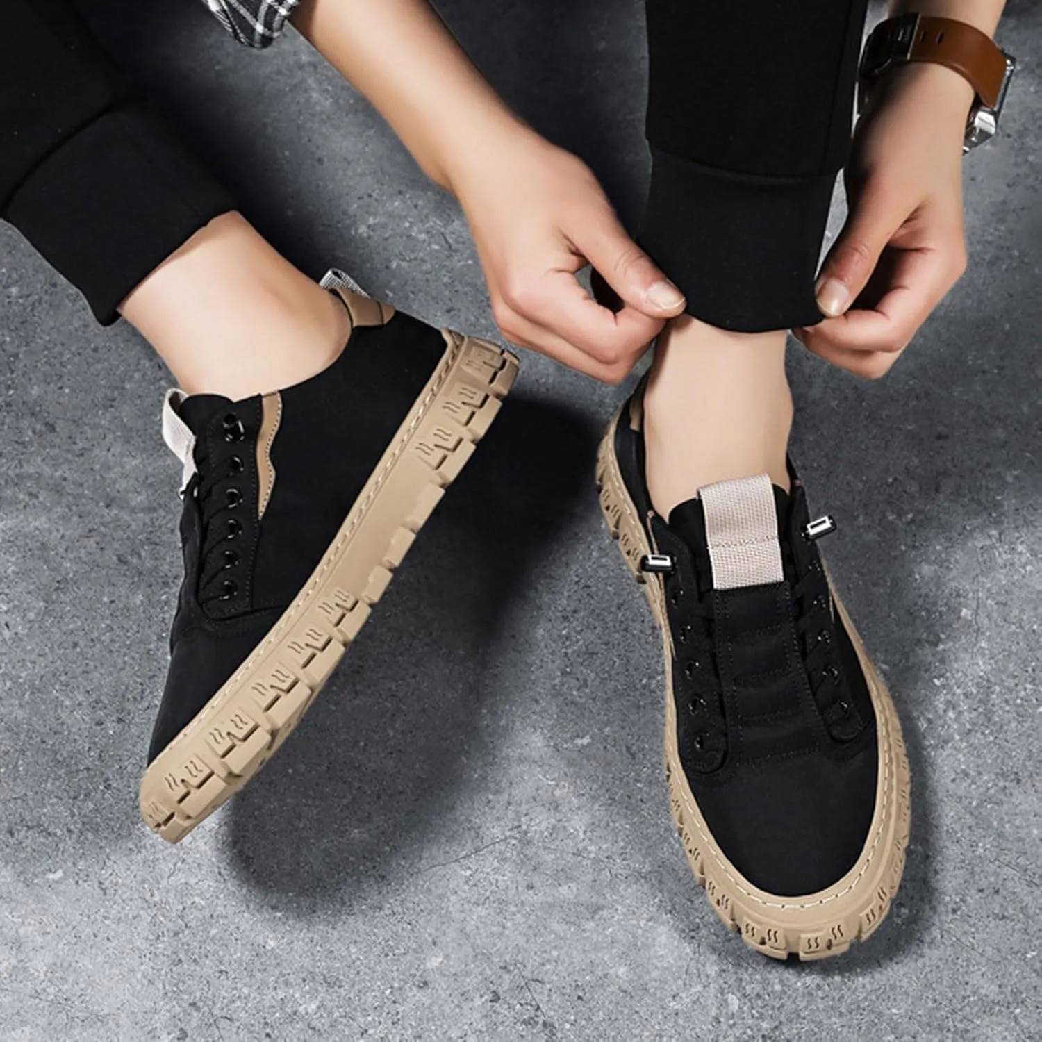 Canvas Shoes Men's Breathable New Men's Shoes Fashionable and Versatile Casual Board Mens Leather Shoes Casual Hand Sewn