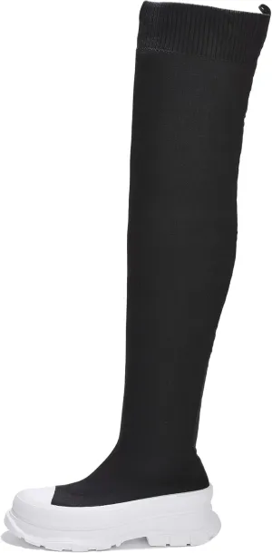 Cape Robbin Deky Round Toe Thigh High Sock Boots (Deky)