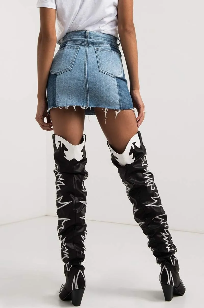Cape Robbin Kelsey-21 Cowboy Boots Women, Over The Knee Western Cowgirl Boots with Chunky Block Heels, Fashion Dress Boots for Women
