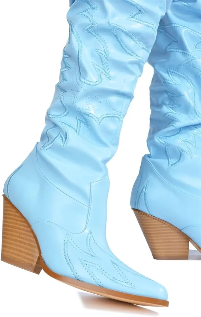 Cape Robbin Kelsey-21 Cowboy Boots Women, Over The Knee Western Cowgirl Boots with Chunky Block Heels, Fashion Dress Boots for Women