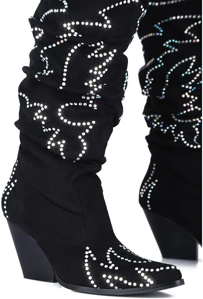 Cape Robbin Kelsey-21 Cowboy Boots Women, Over The Knee Western Cowgirl Boots with Chunky Block Heels, Fashion Dress Boots for Women