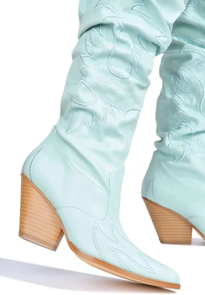 Cape Robbin Kelsey-21 Cowboy Boots Women, Over The Knee Western Cowgirl Boots with Chunky Block Heels, Fashion Dress Boots for Women