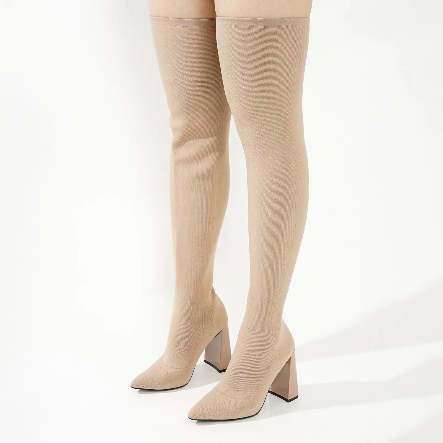 Cape Robbin Thigh High Boots for Women – Knee High Over The Knee Boots for Women - Womens Block High Heel Boots (Flo.A)