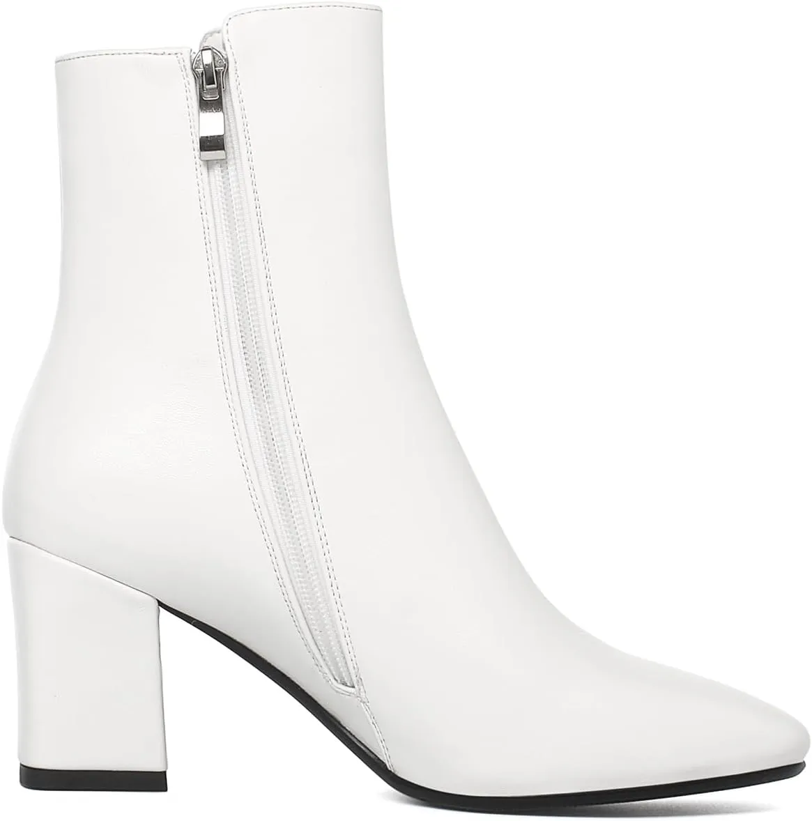 Caradise Womens High Chunky Heeled Boots Zip Up Square Toe Ankle Booties