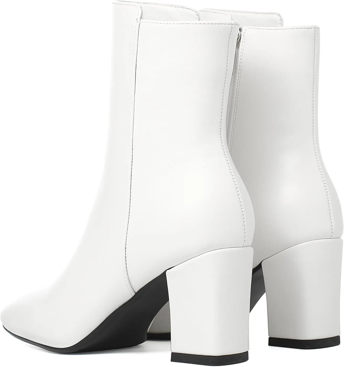Caradise Womens High Chunky Heeled Boots Zip Up Square Toe Ankle Booties