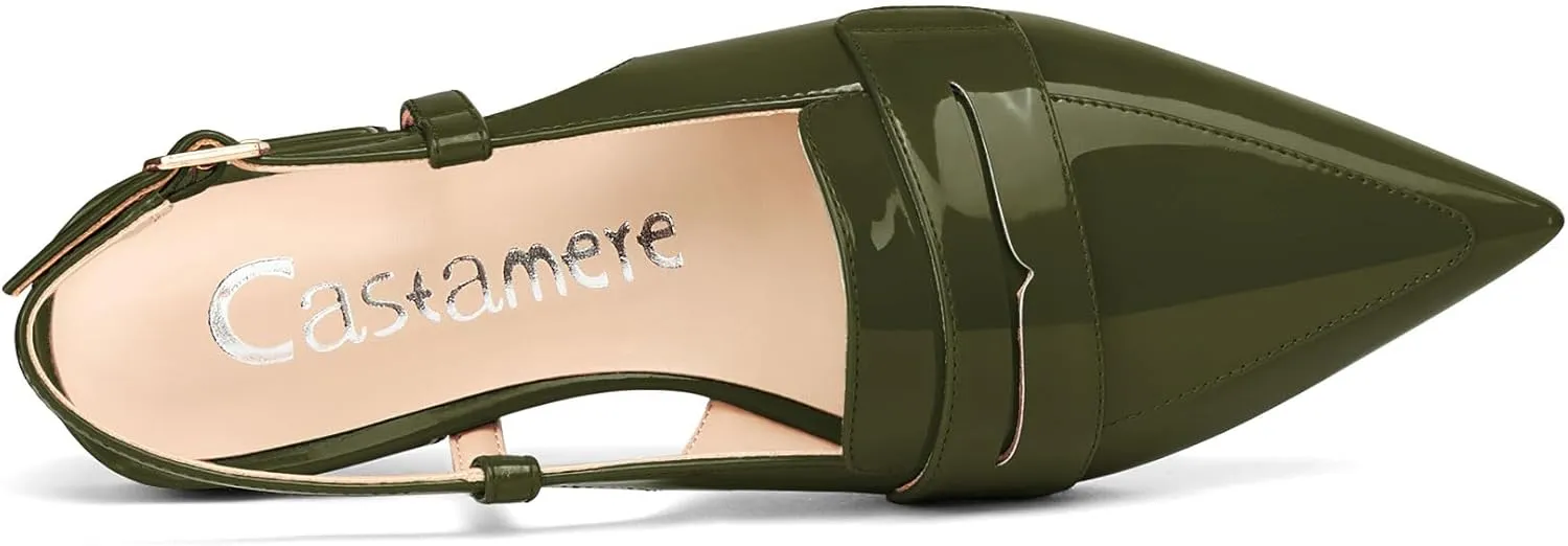 Castamere Slingback Flats for Women Close Pointed Toe Loafers Low Heel Slip-on Pumps Office Casual Dress Shoes 0.8 Inches Heels