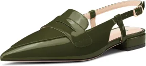 Castamere Slingback Flats for Women Close Pointed Toe Loafers Low Heel Slip-on Pumps Office Casual Dress Shoes 0.8 Inches Heels