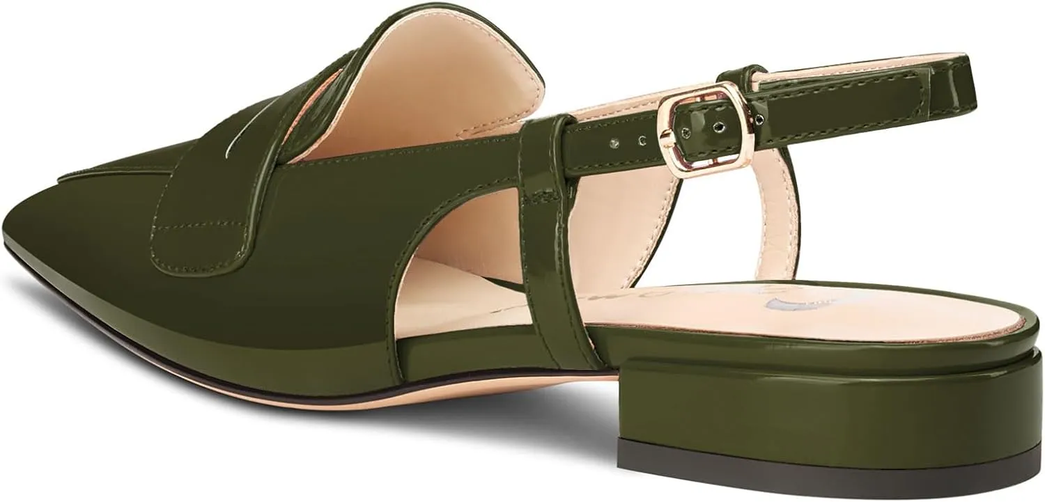 Castamere Slingback Flats for Women Close Pointed Toe Loafers Low Heel Slip-on Pumps Office Casual Dress Shoes 0.8 Inches Heels