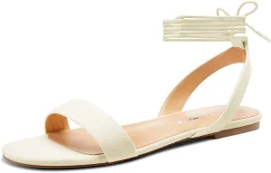 Castamere Womens Low Heel Open Toe Ankle Strap Lace-up Flats Shoes Sandals Casual Basic Classic Denim Summer 0.4 Inches Heels