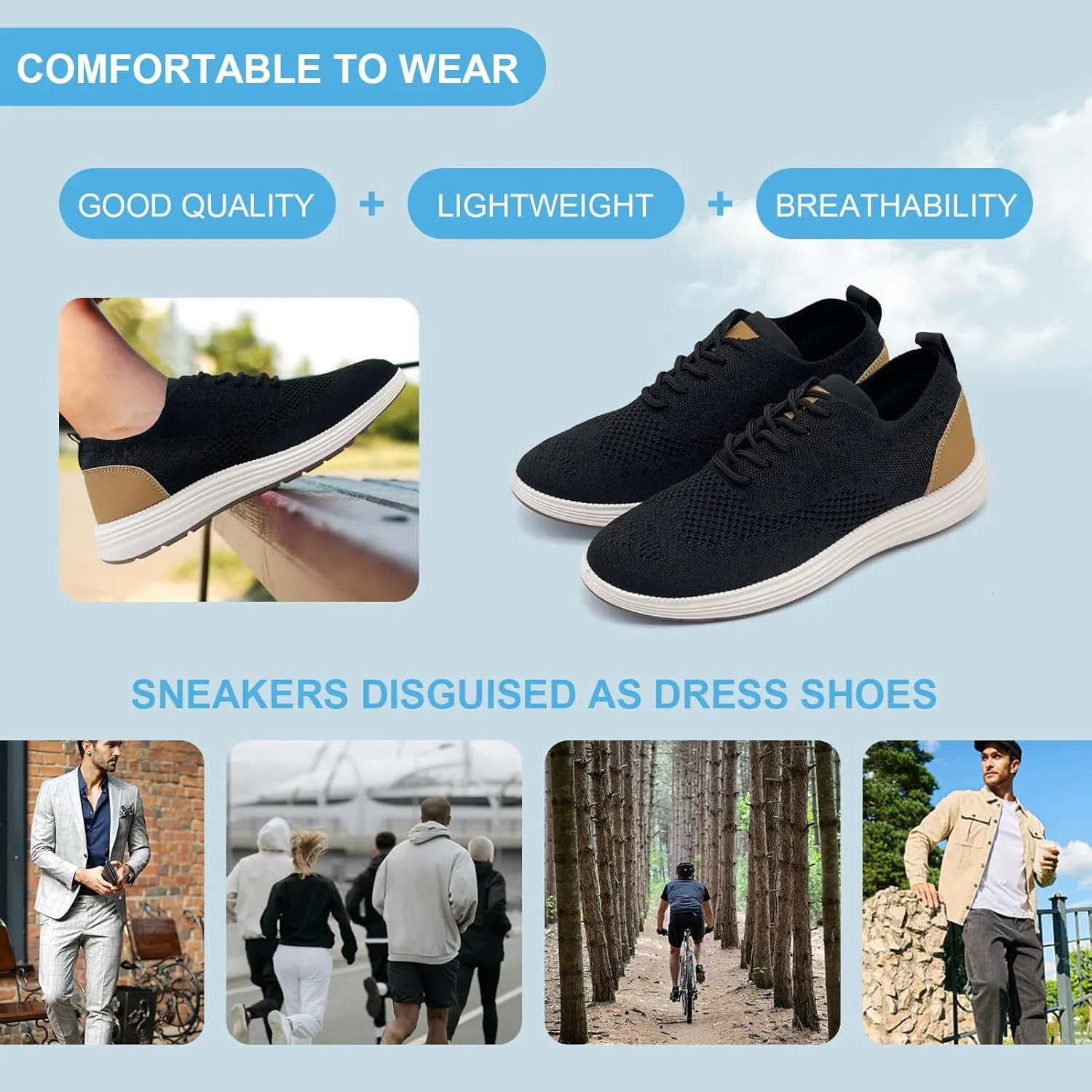 Casual Dress Shoes for Men Business Oxfords Fashion Sneakers Comfortable Loafers Men’s Walking Shoes