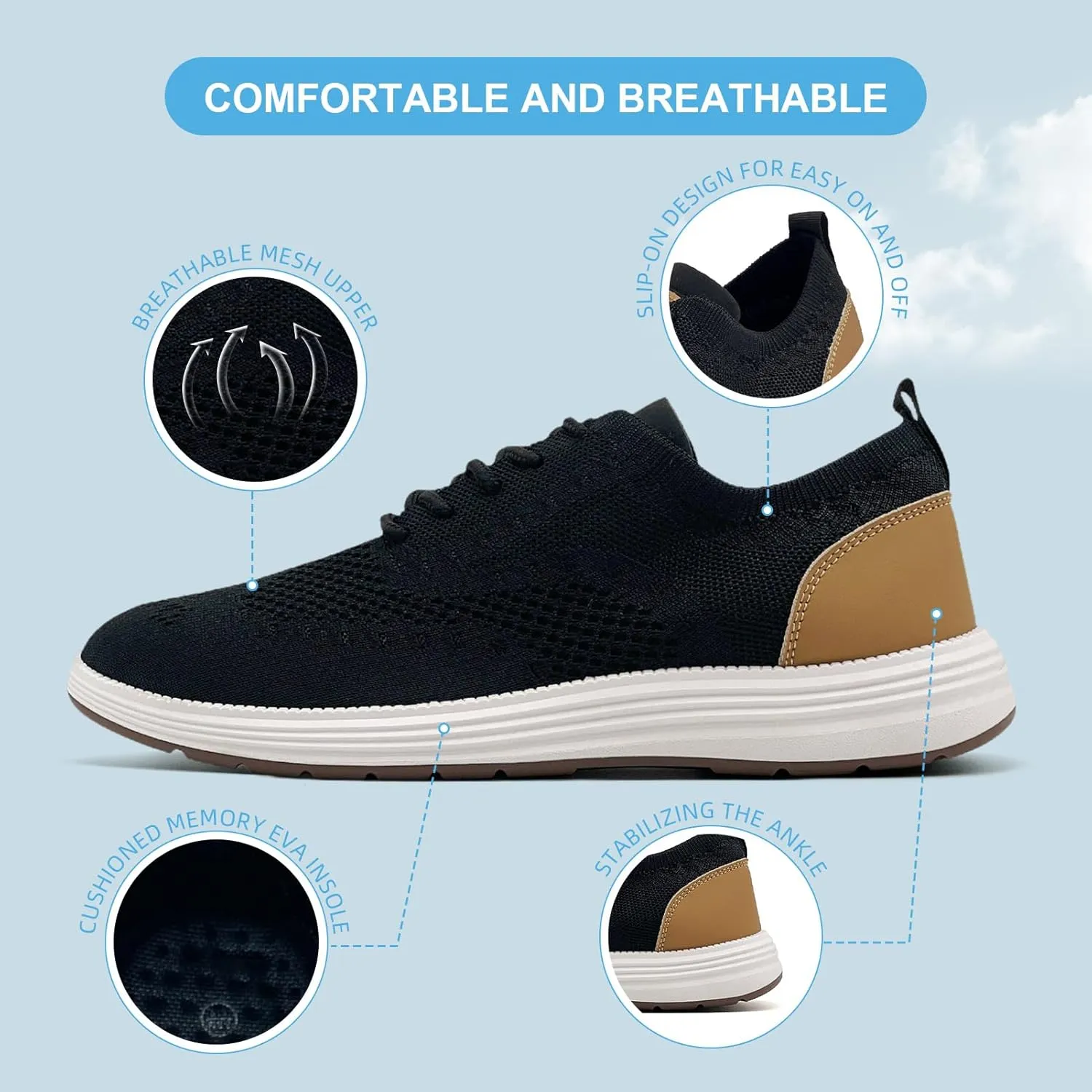 Casual Dress Shoes for Men Business Oxfords Fashion Sneakers Comfortable Loafers Men’s Walking Shoes