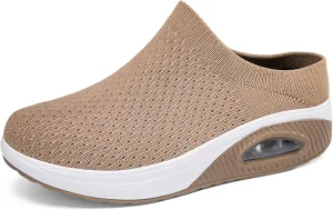 ChayChax Womens Slip-On Orthopedic Mule Sneakers with Air Cushion Casual Wedge Backless Walking Shoes with Arch Support