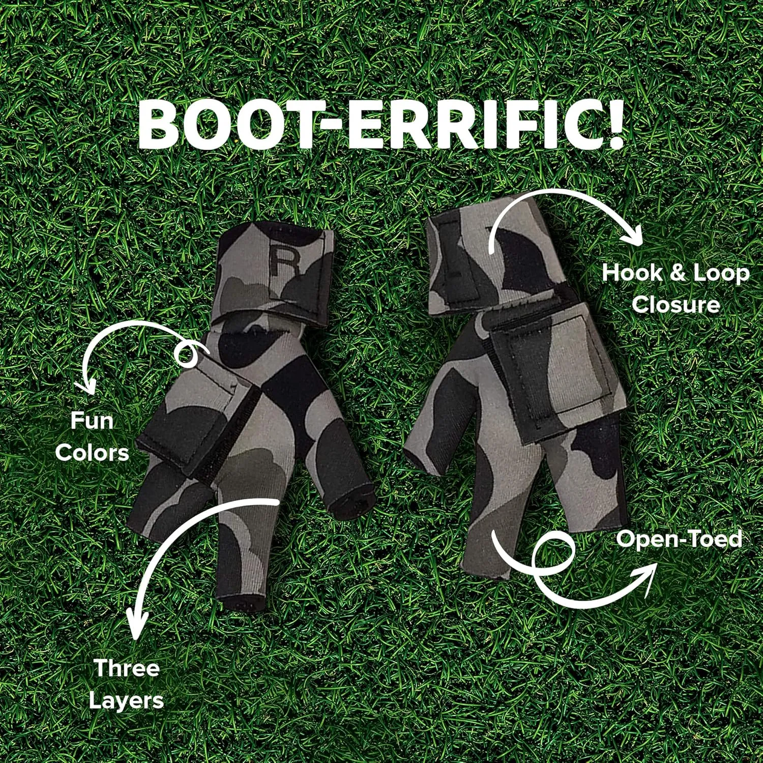 Chicken Shoes for Injured Feet – Protective Neoprene Footwear for Chicken, Open-Toe Design for Bumblefoot Relief, Made in USA - Standard, 3" Max. Inside Width, Gray Camouflage