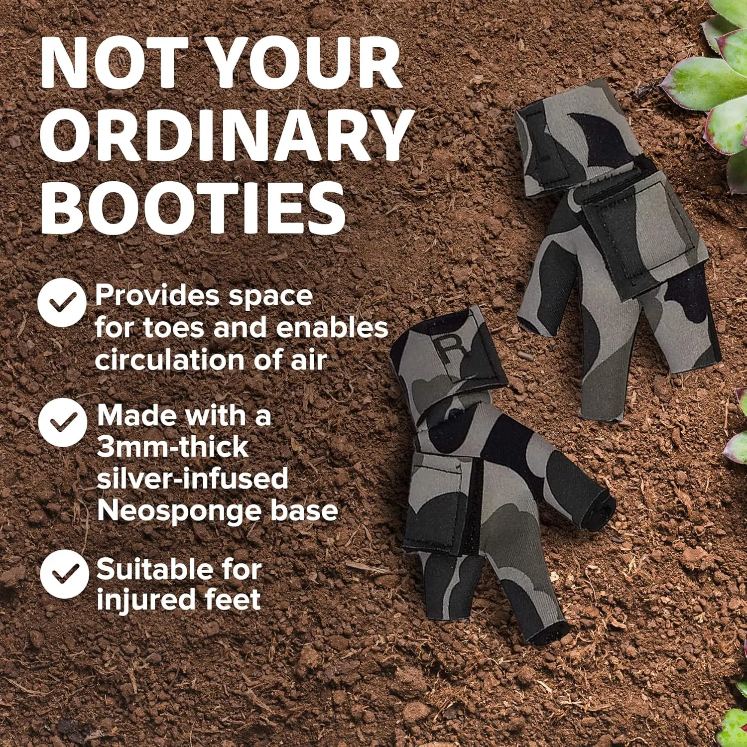 Chicken Shoes for Injured Feet – Protective Neoprene Footwear for Chicken, Open-Toe Design for Bumblefoot Relief, Made in USA - Standard, 3" Max. Inside Width, Gray Camouflage