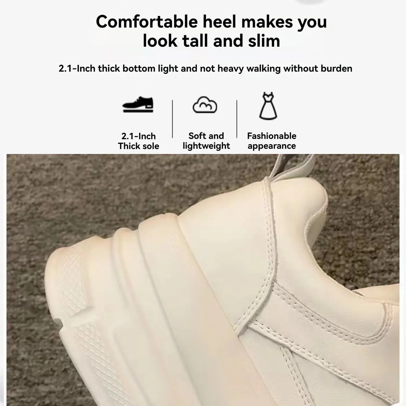 Chunky Sneakers for Women & Girls 2.1-Inch Platform Comfort Walking Shoes with Thick Sole for Travel & Gift Giving