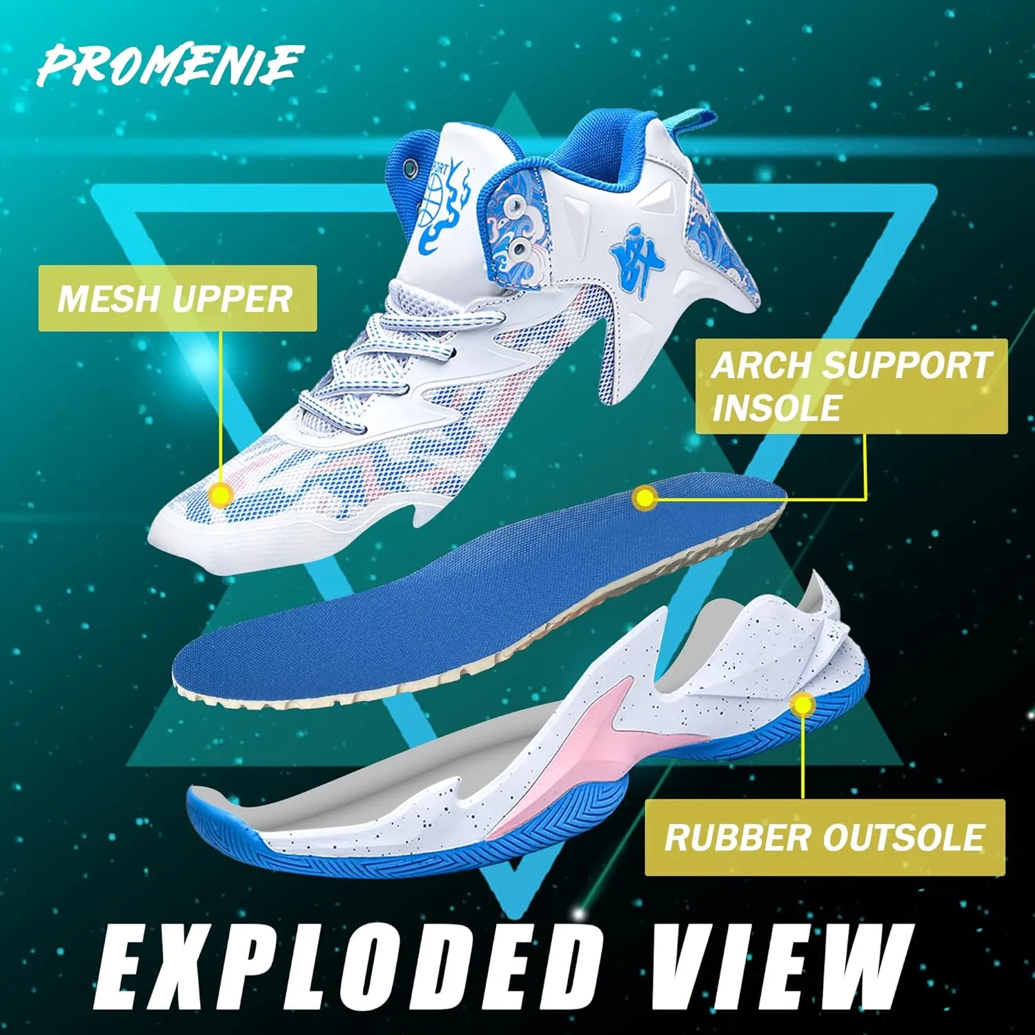 CJSPORX Men Women Basketball Shoes Breathable Non Slip Outdoor Fashion Sneakers