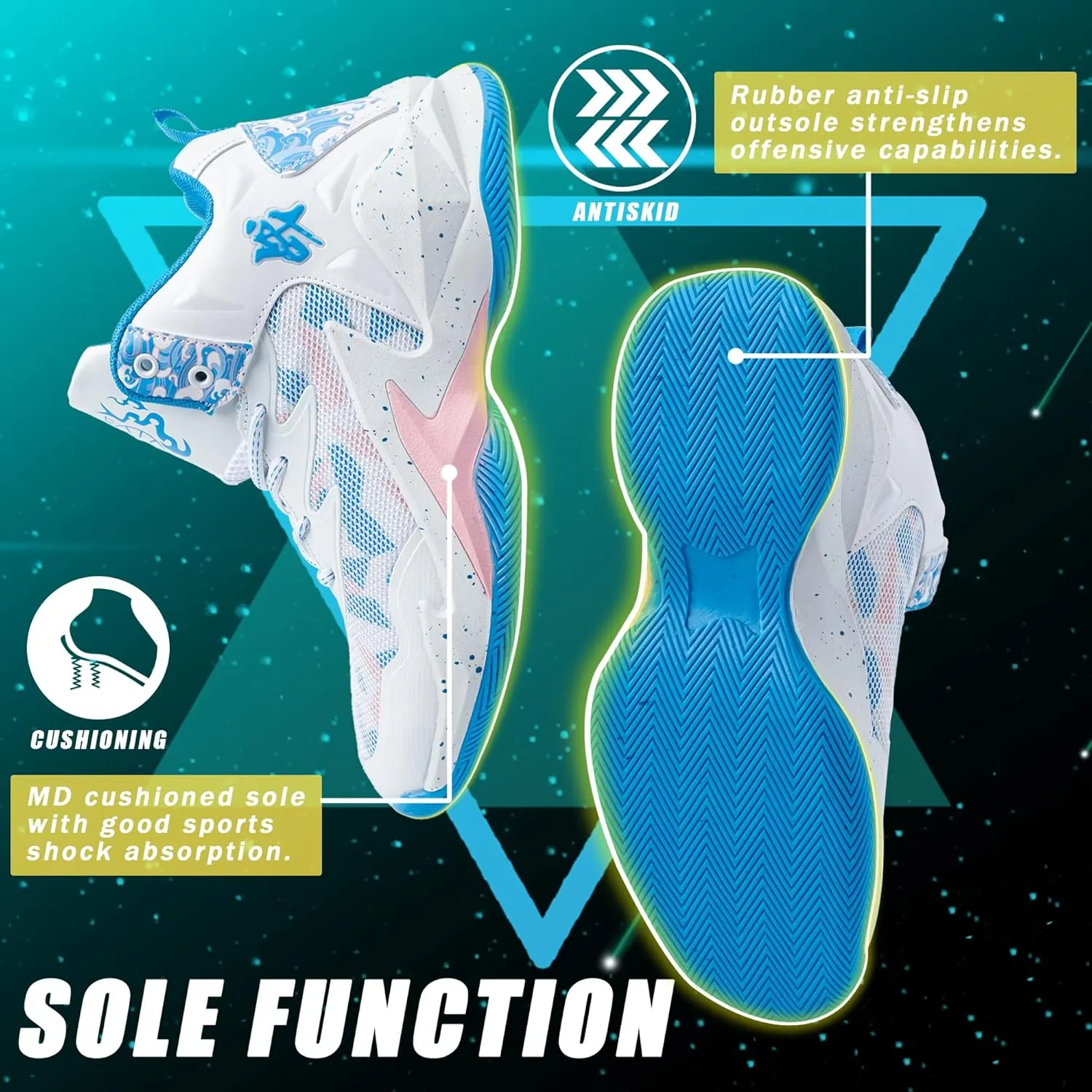 CJSPORX Men Women Basketball Shoes Breathable Non Slip Outdoor Fashion Sneakers