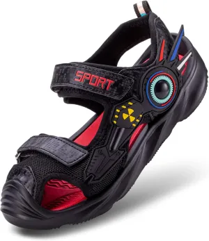 Closed Toe Sandals for Boys and Girls for Active Play and Activities; Adjustable Hook and Loop Straps, Breathable Mesh Upper, Comfortable and Thick Non-Slip Sole; Boys Sandals for Beach, Pool, Bikes, Walking