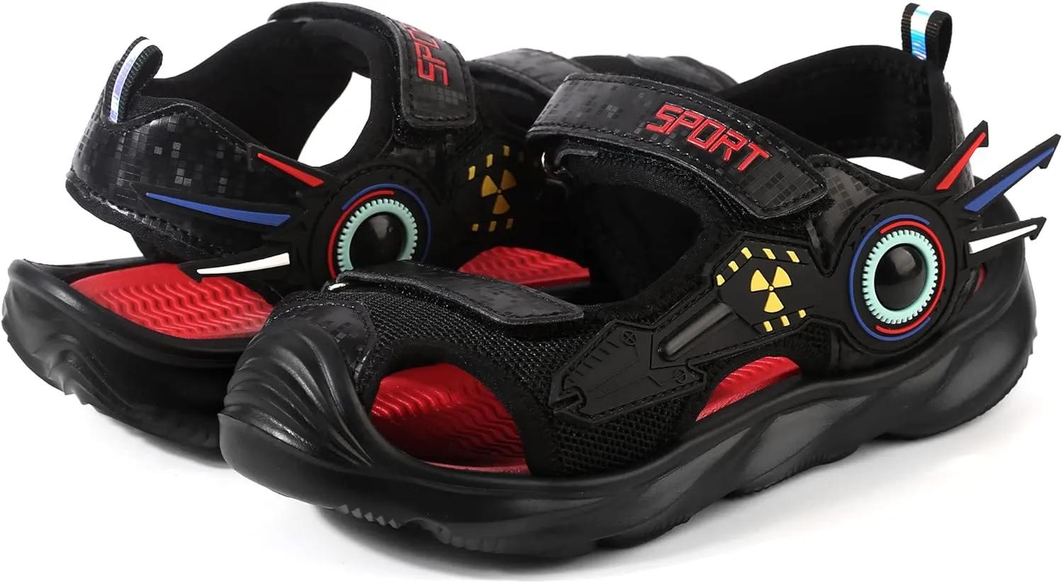 Closed Toe Sandals for Boys and Girls for Active Play and Activities; Adjustable Hook and Loop Straps, Breathable Mesh Upper, Comfortable and Thick Non-Slip Sole; Boys Sandals for Beach, Pool, Bikes, Walking