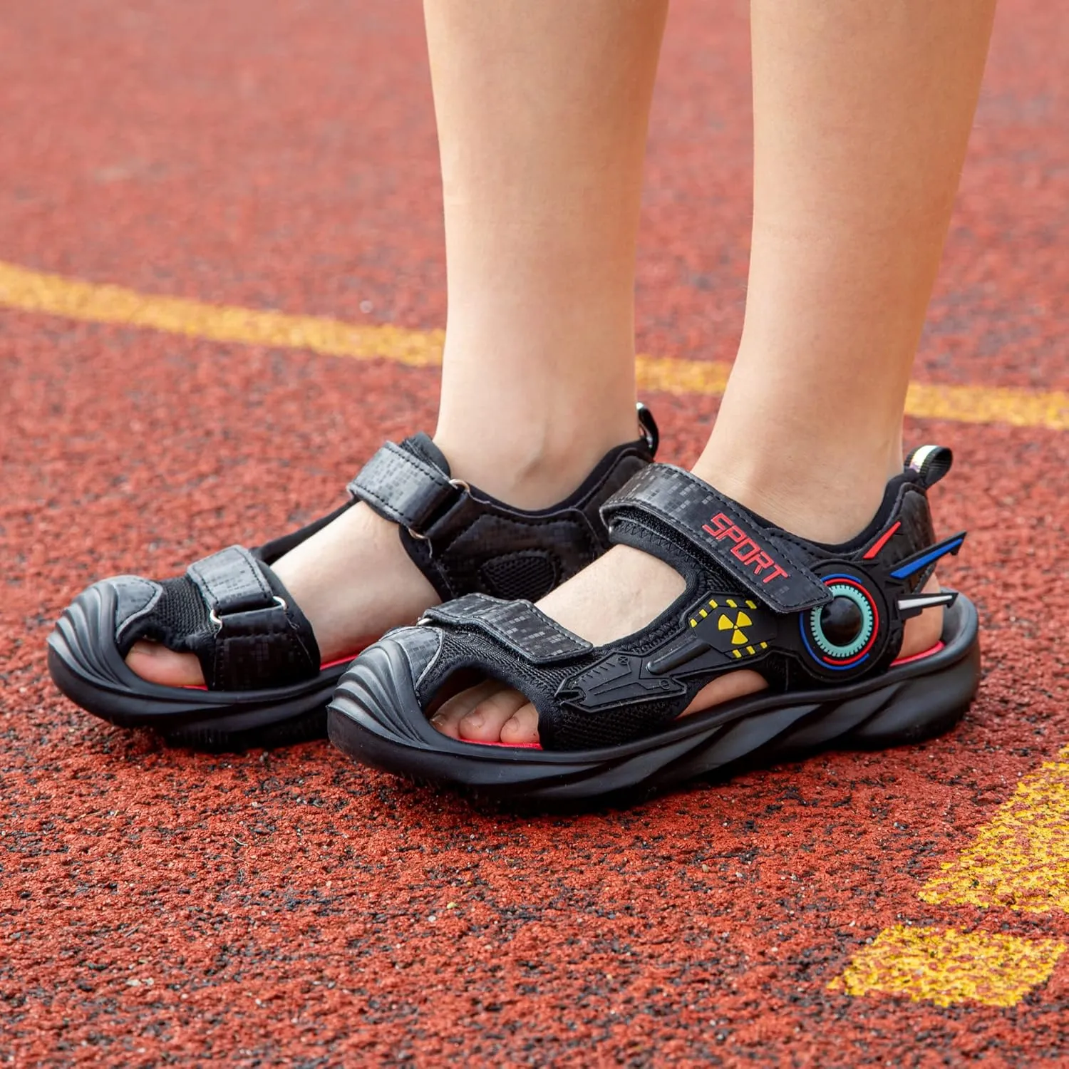 Closed Toe Sandals for Boys and Girls for Active Play and Activities; Adjustable Hook and Loop Straps, Breathable Mesh Upper, Comfortable and Thick Non-Slip Sole; Boys Sandals for Beach, Pool, Bikes, Walking