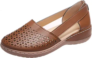 Closed Toe Sandals Women Hollow Casual Flats Orthotic Wedge Dressy Comfortable Shoes Beach Outdoor Walking Slippers