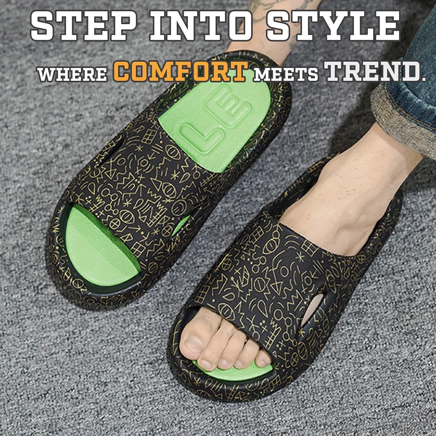 Cloud Slides for Women Men Cool Pillow Slippers Non-Slip Shower Bath Platform Foam Sandals for Indoor Outdoor House Pool