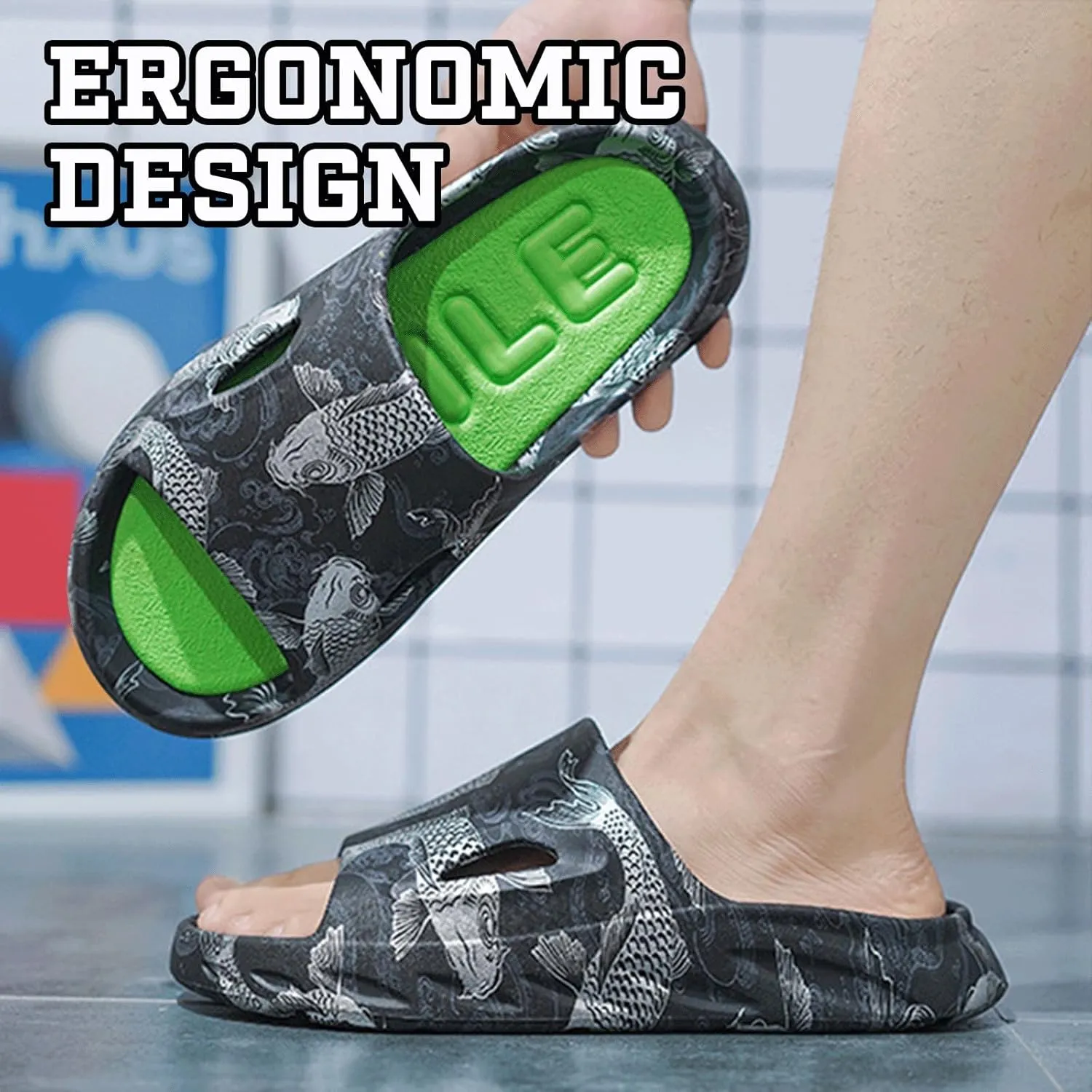 Cloud Slides for Women Men Cool Pillow Slippers Non-Slip Shower Bath Platform Foam Sandals for Indoor Outdoor House Pool