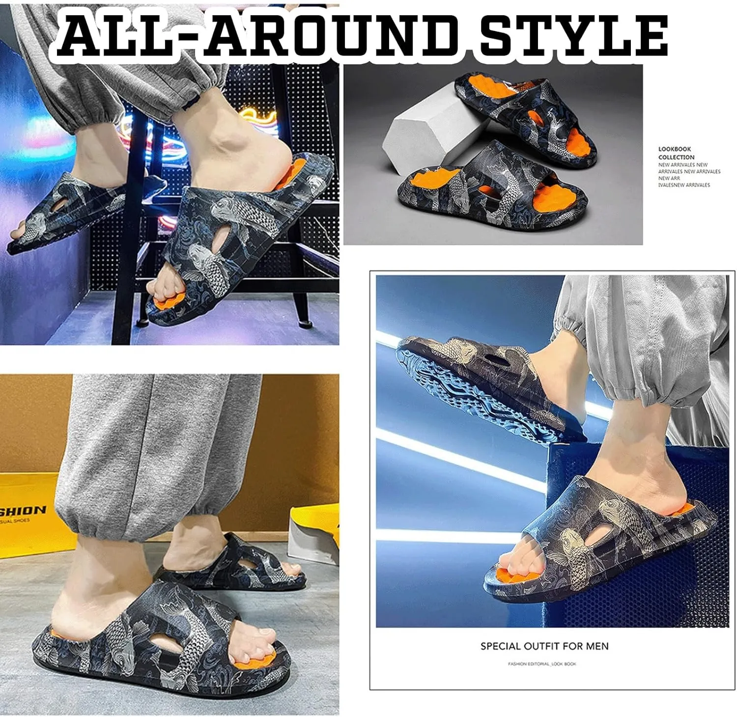 Cloud Slides for Women Men Cool Pillow Slippers Non-Slip Shower Bath Platform Foam Sandals for Indoor Outdoor House Pool
