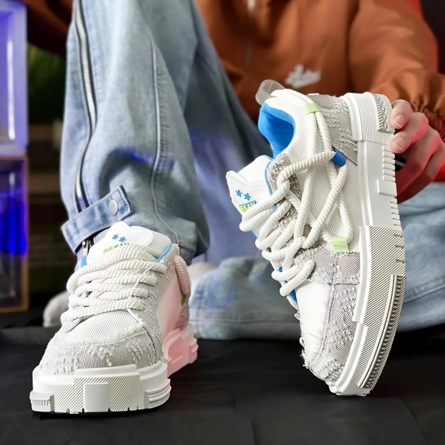 Cool Chunky Sneaker for Women Y2K Sporty Platform Sneakers Thick Sole Aesthetic Walking Shoes