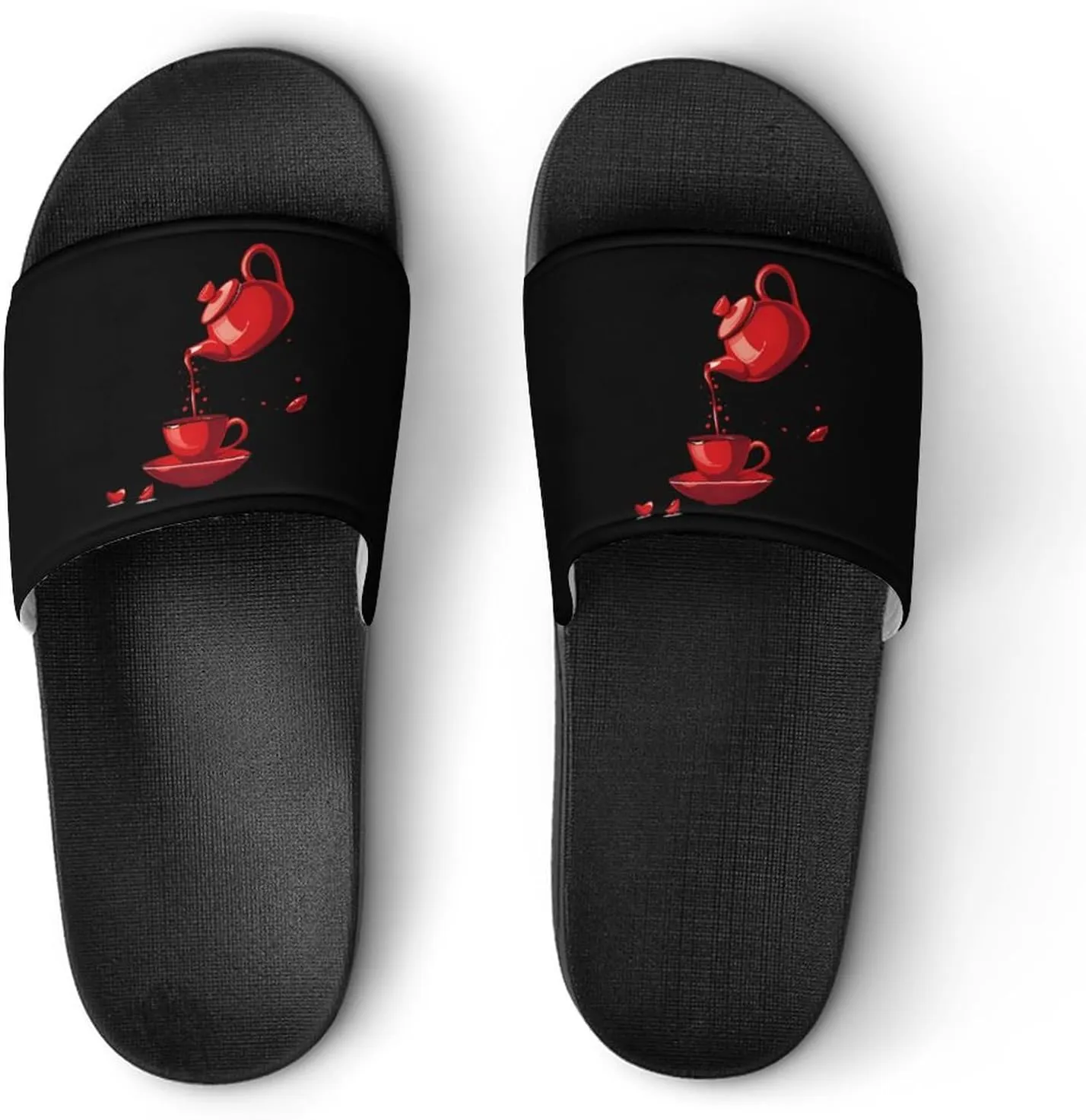 Cool Teapot And Cup Tea Home Slippers Non-Slip PVC Shower Slippers Open Toe Sandals for Men Women