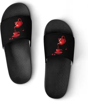 Cool Teapot And Cup Tea Home Slippers Non-Slip PVC Shower Slippers Open Toe Sandals for Men Women