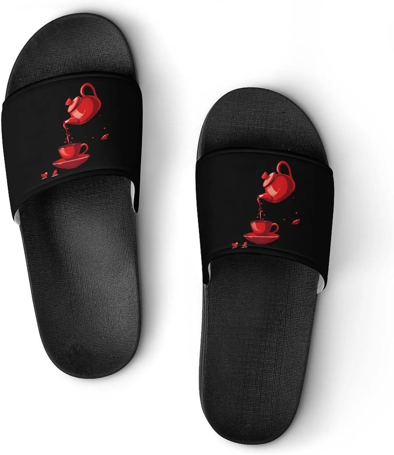 Cool Teapot And Cup Tea Home Slippers Non-Slip PVC Shower Slippers Open Toe Sandals for Men Women