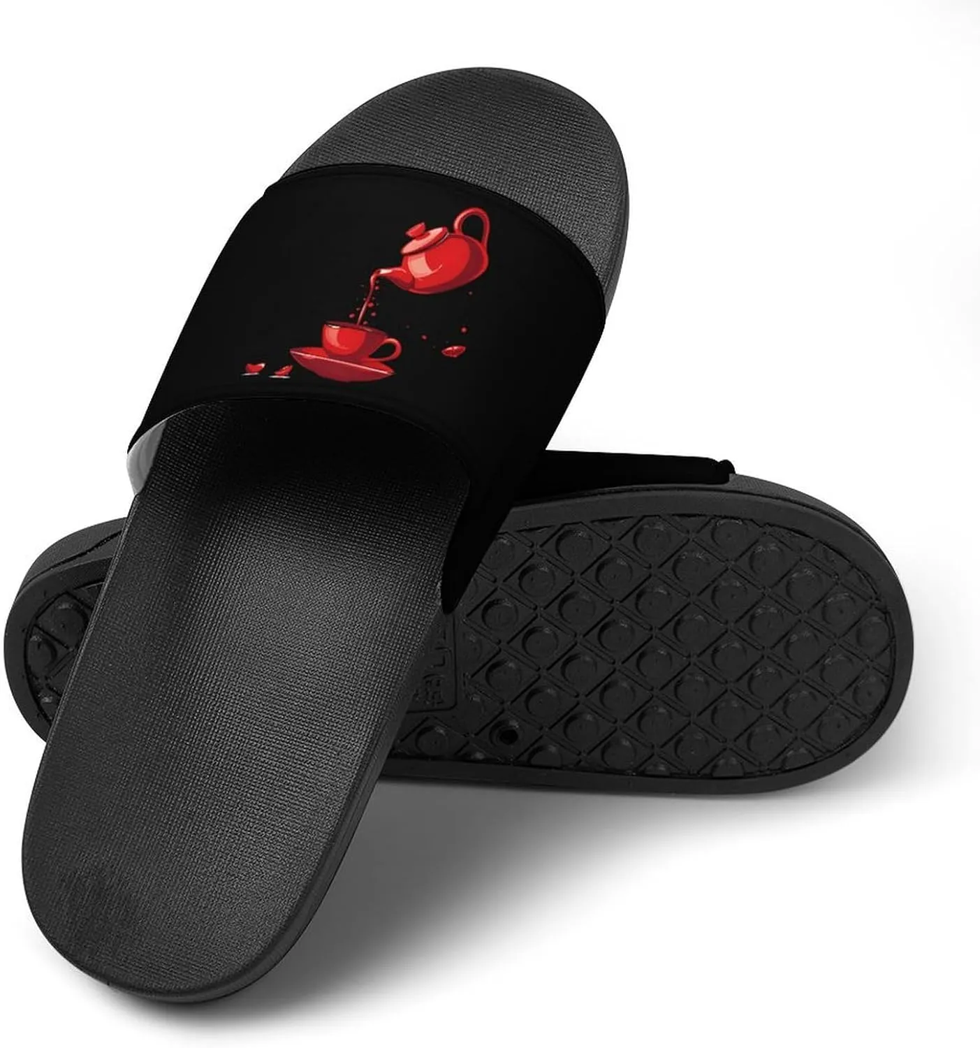 Cool Teapot And Cup Tea Home Slippers Non-Slip PVC Shower Slippers Open Toe Sandals for Men Women