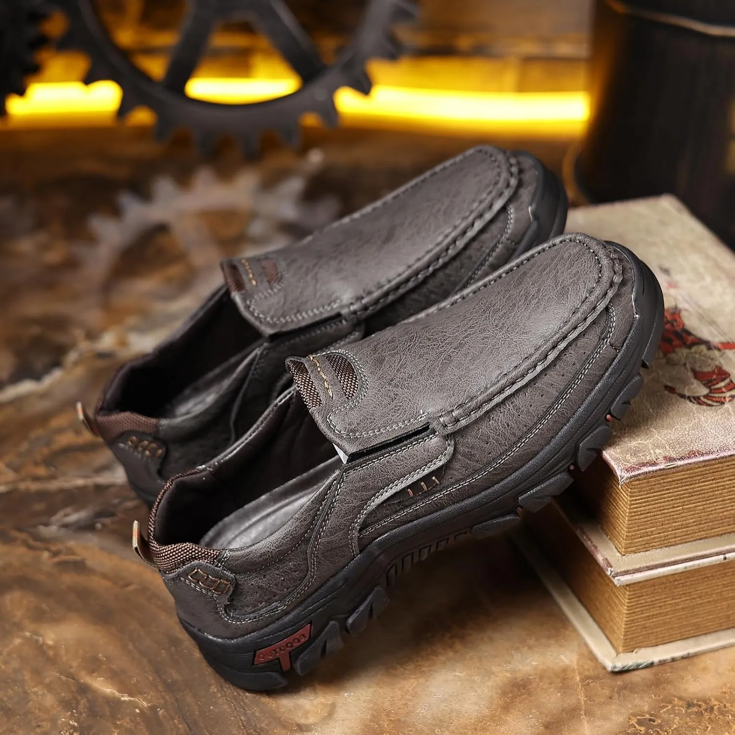Coramtty Mens Classic Walking Sneakers Slip on Loafers Casual Shoes Comfort Breathable Dress Flats for Driving Business Office Outdoor