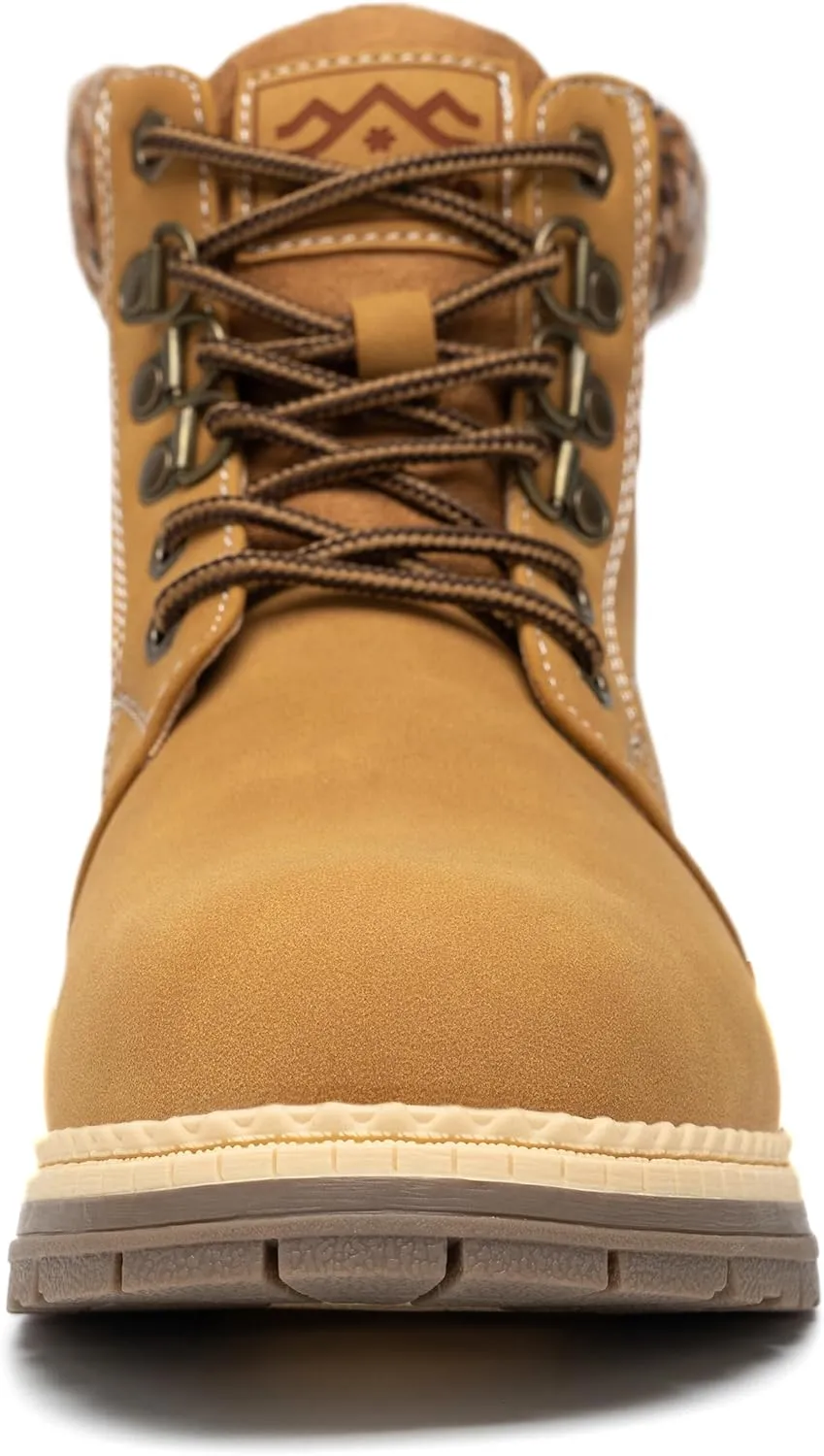 COTTIMO Snow Hiking Winter Boots for Women - Casual Brown Combat Work Boot - Non-slip Fur-Lined Ankle Boots - Fashion Boots Waterproof Leather Shoes