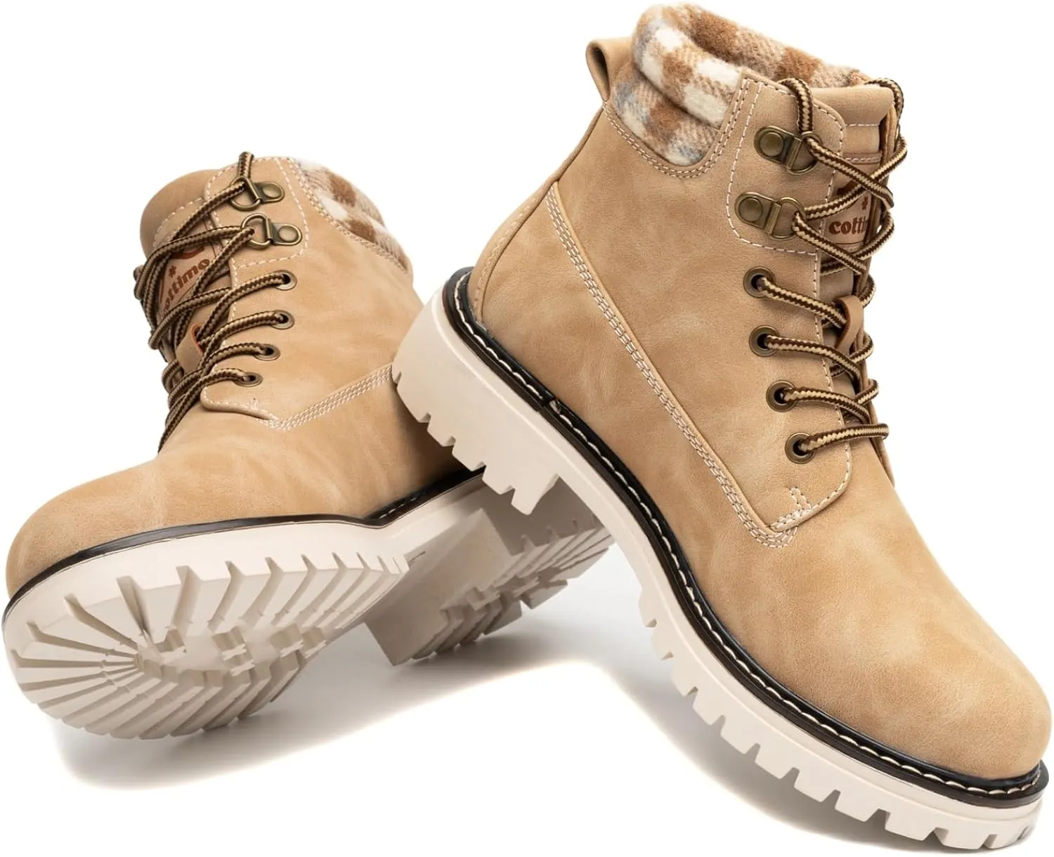 COTTIMO Work Hiking Snow Boots for Women - Waterproof Winter Ankle Shoes Non Slip Fashion Lightweight Casual Cute Fur Warm Booties