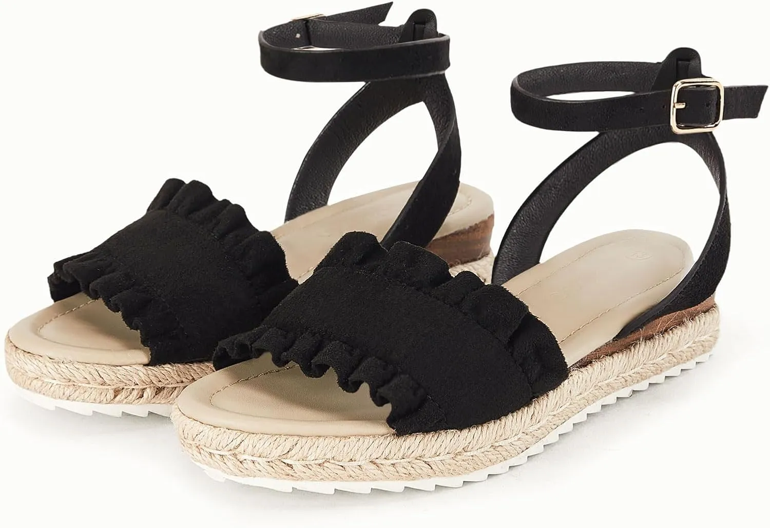 Coutgo Girls Espadrille Platform Sandals Ruffle Open Toe Ankle Buckle Strap Wedge Casual Summer Shoes for Kids Toddlers