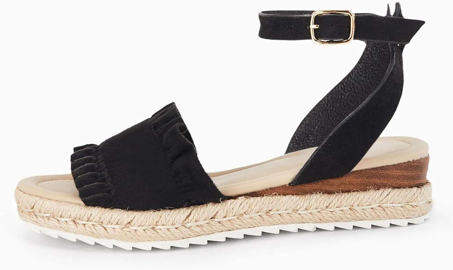 Coutgo Girls Espadrille Platform Sandals Ruffle Open Toe Ankle Buckle Strap Wedge Casual Summer Shoes for Kids Toddlers