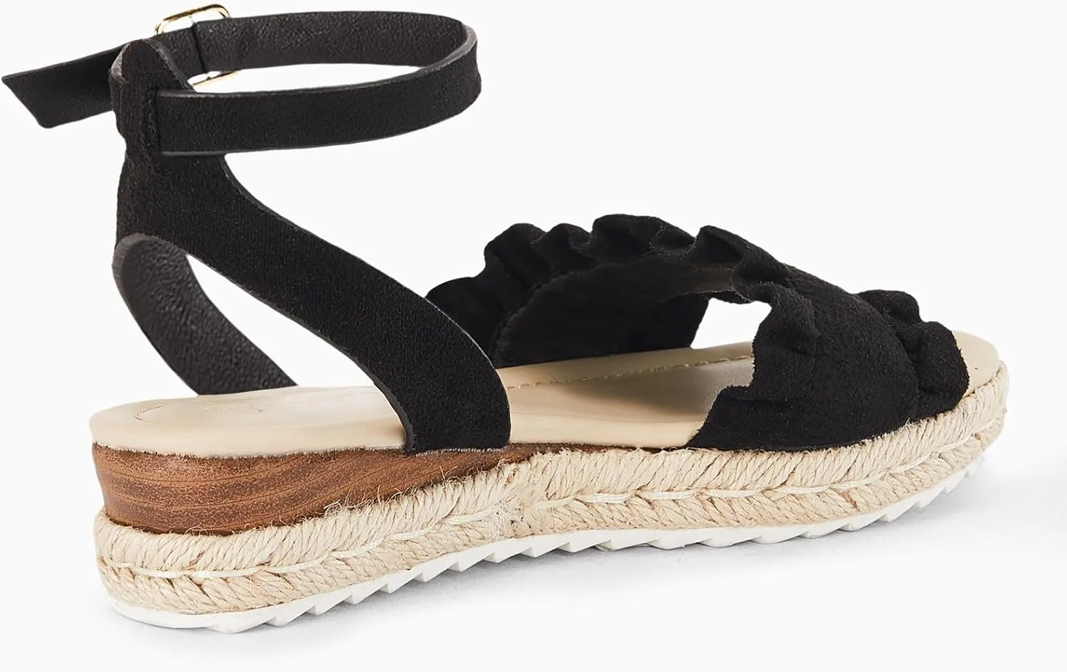 Coutgo Girls Espadrille Platform Sandals Ruffle Open Toe Ankle Buckle Strap Wedge Casual Summer Shoes for Kids Toddlers