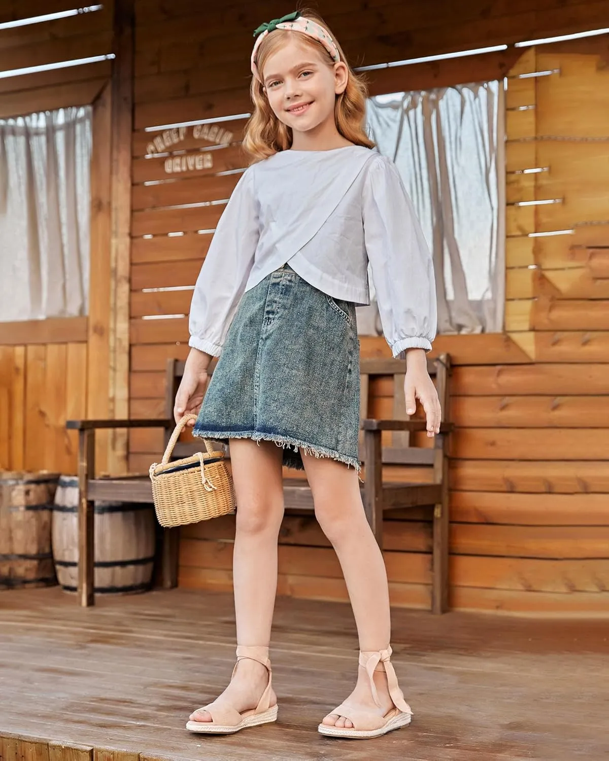 Coutgo Girls Wedge Sandals Espadrille Platform Open Toe Tie Lace Up Summer Dress Shoes Toddler Little Big Kid