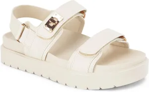Coutgo Womens Platform Sandals Comfortable Flat Sandals Double Strap Footbed Summer Beach Sandals