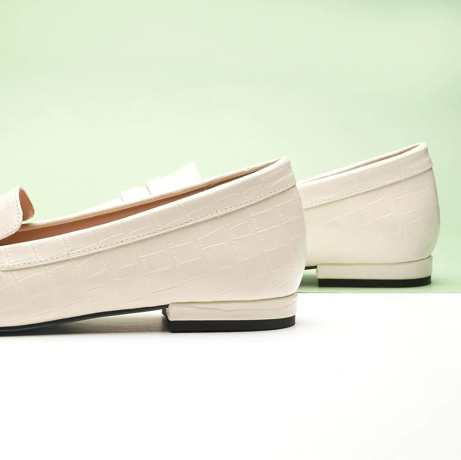 C.Paravano Penny Loafers for Women Formal Dress Square Toe Flats Slip on Loafer Shoes Comfort Loafer for Business Casual Wear