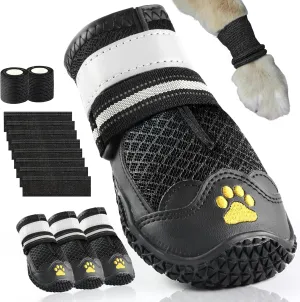Cupount Dog Shoes for Medium Dogs – Breathable Anti-Slip Booties for Hot Pavement, Outdoor Paw Protectors for Walking, Hiking, Running (4 Pcs, Fits 33–40 lbs)