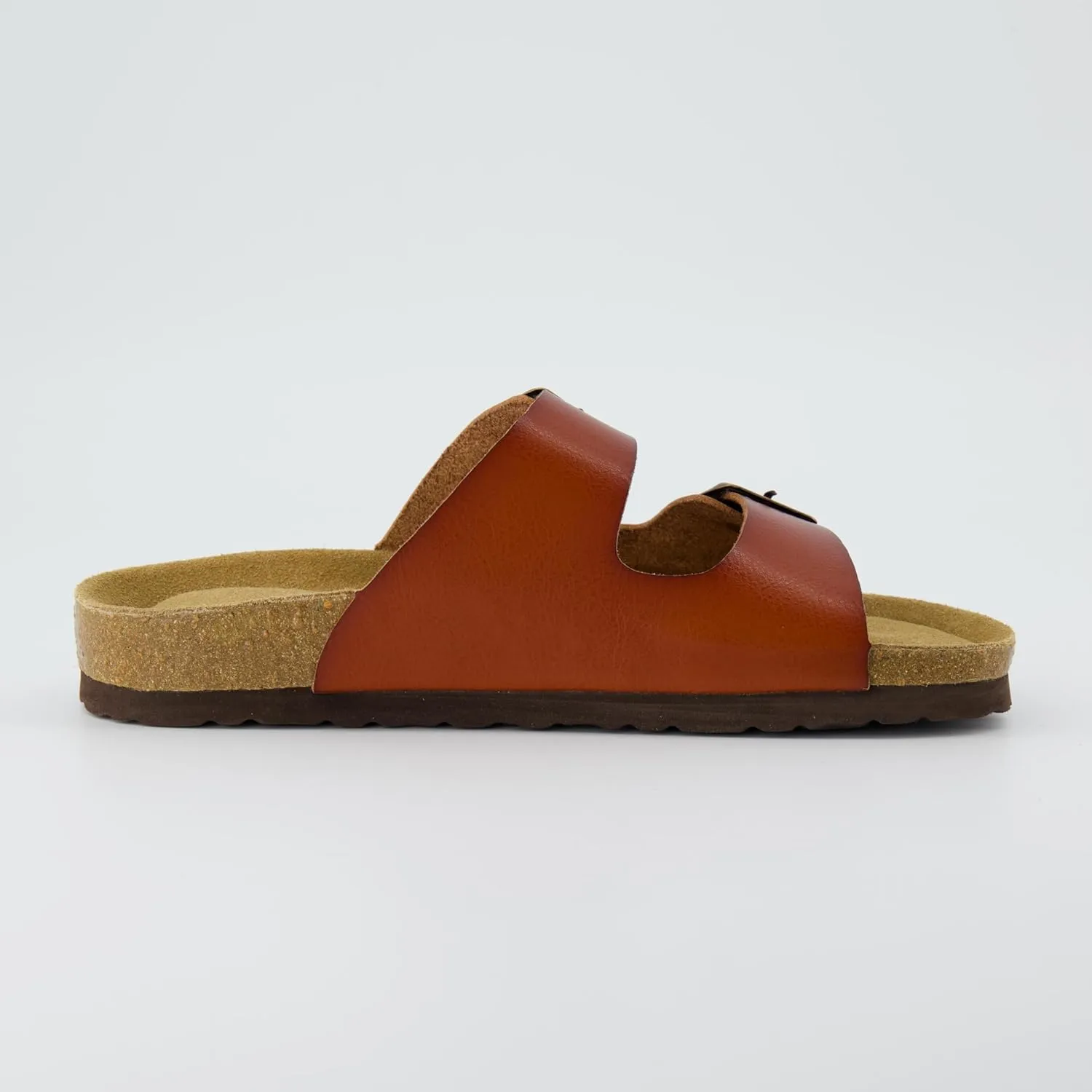 CUSHIONAIRE Lane Cork Footbed Sandals for Women – Comfortable Double Buckle Slip-On with Genuine Suede Footbed & Arch Support Slides for Women Footwear
