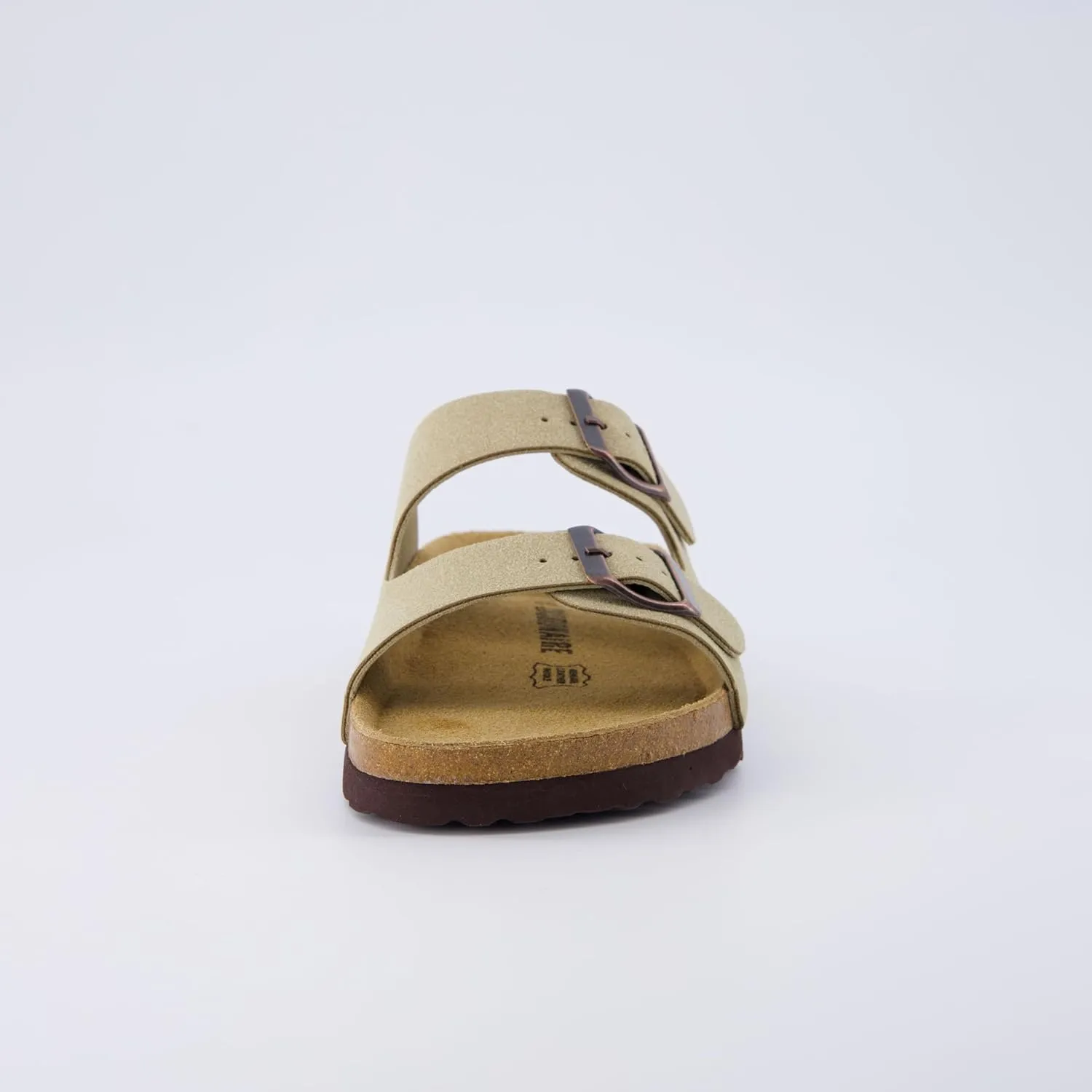CUSHIONAIRE Lane Cork Footbed Sandals for Women – Comfortable Double Buckle Slip-On with Genuine Suede Footbed & Arch Support Slides for Women Footwear
