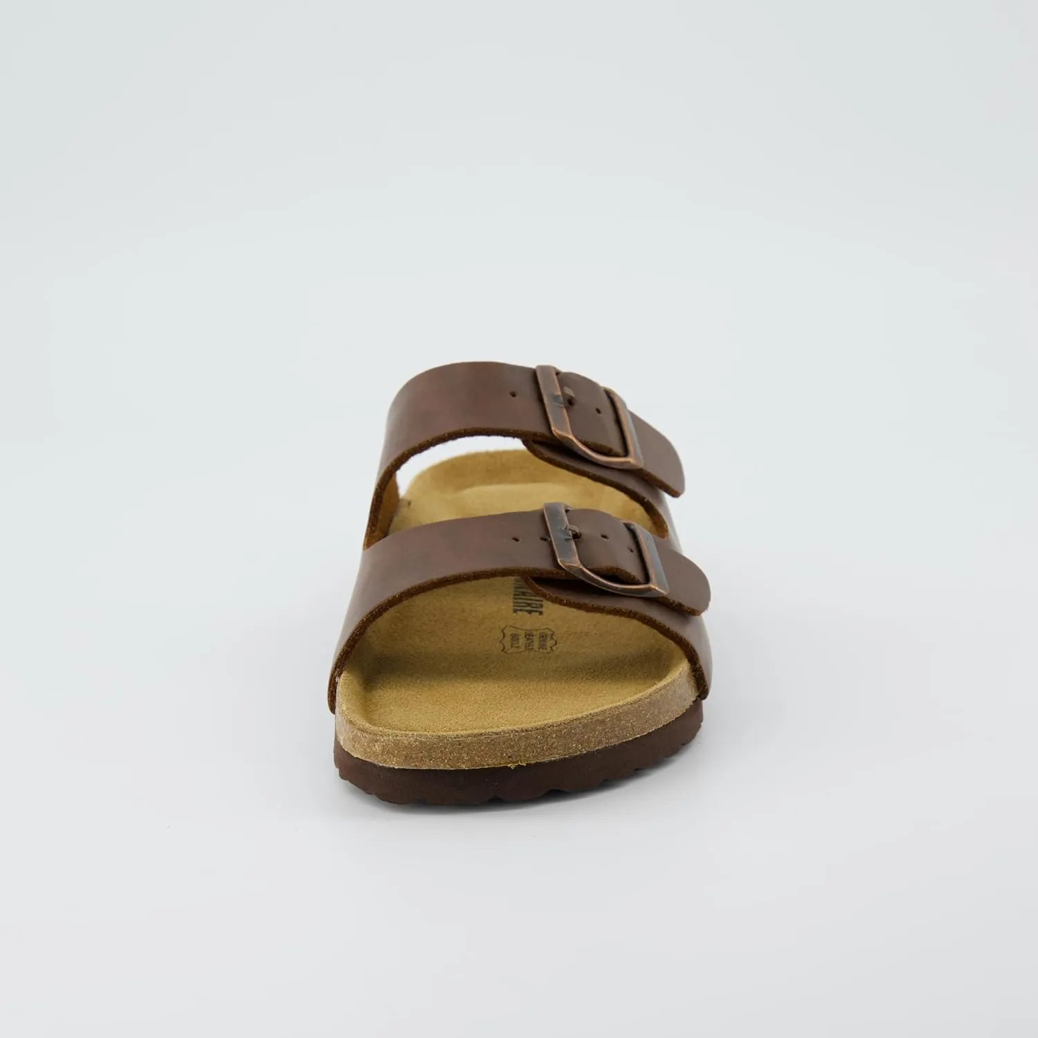 CUSHIONAIRE Lane Cork Footbed Sandals for Women – Comfortable Double Buckle Slip-On with Genuine Suede Footbed & Arch Support Slides for Women Footwear