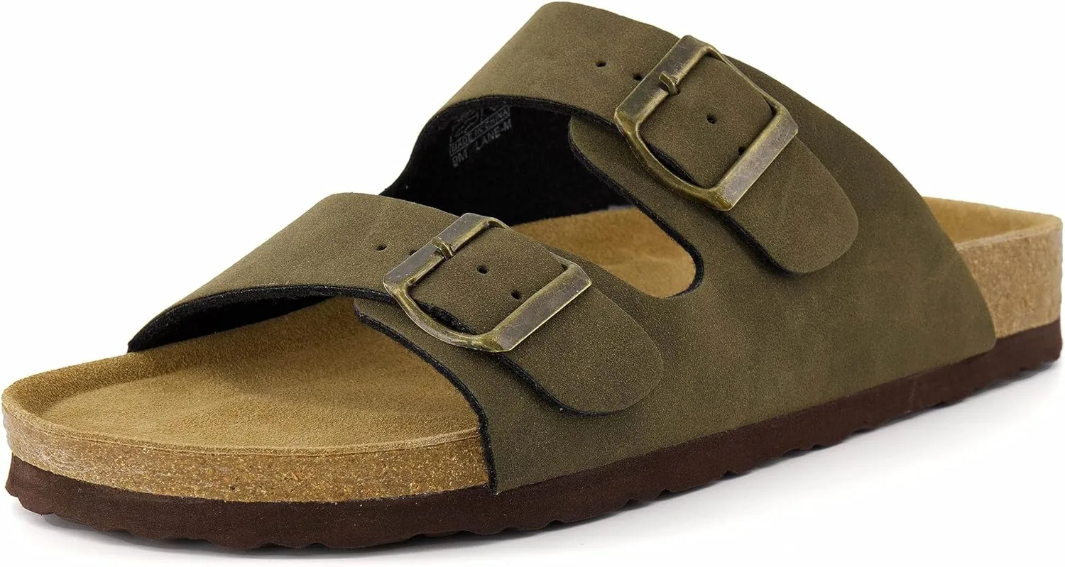 CUSHIONAIRE Men's Lane Cork Footbed Sandal with  Comfort, Arch Support, Adjustable Straps - Comfortable Slide Sandals for Walking, Casual Summer Footwear